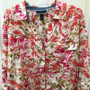Karen Scott Floral XL Front Button Top